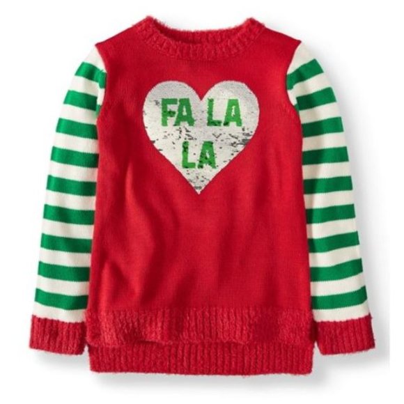 FA-LA-LA REVERSABLE SEQUINED HEART SWEATER - NEW - Picture 1 of 1